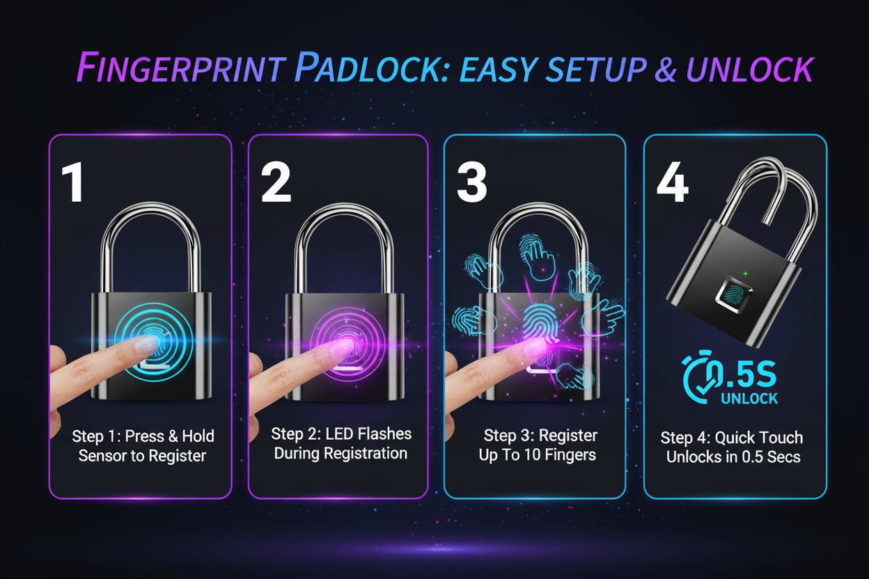 How to register fingerprints on smart padlock